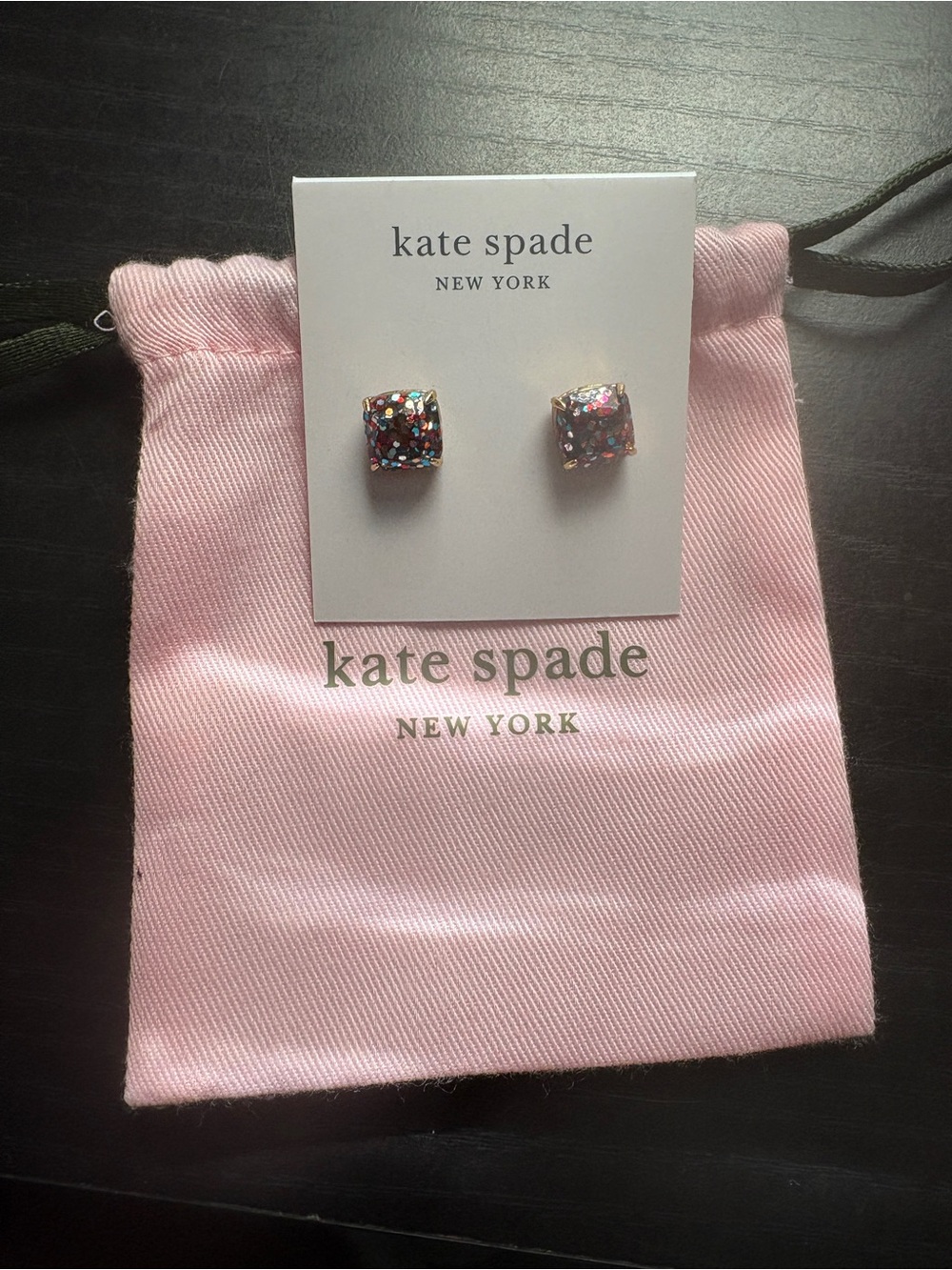 kate spade Multicolor Glitter Square Stud Earrings - Pink Accent